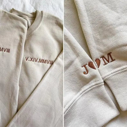 Custom Embroidered Roman Numeral Date Couple's Shirt customifeel