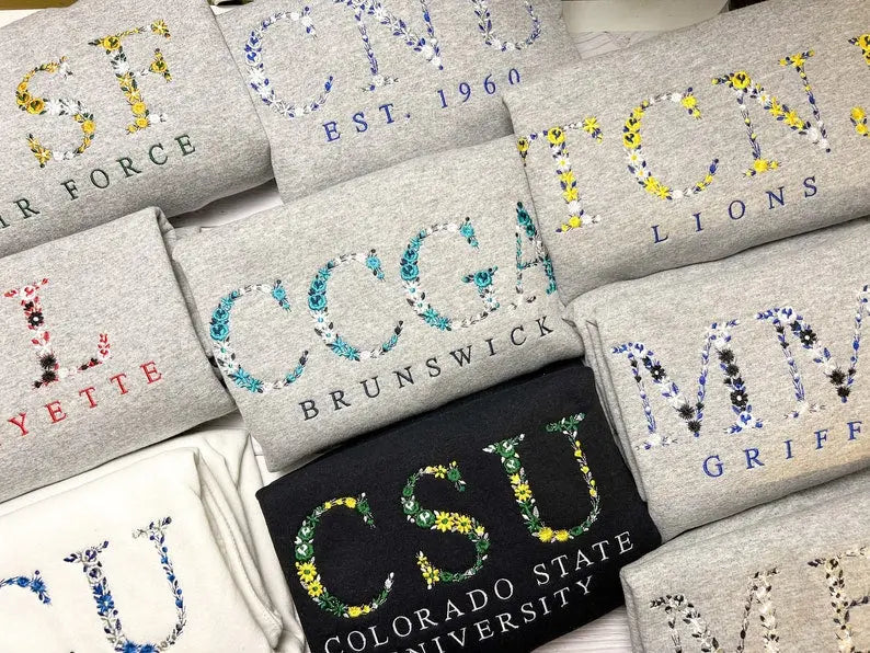 Customizable college floral embroidered customifeel