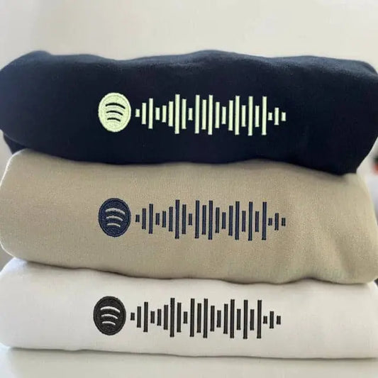 Customized Embroidered Song music barcode sweatshirt customifeel