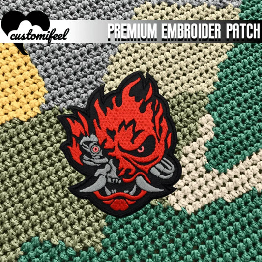 Cyber Demon Samurai Oni Hannya Mask Embroidered  Logo Patch customifeel