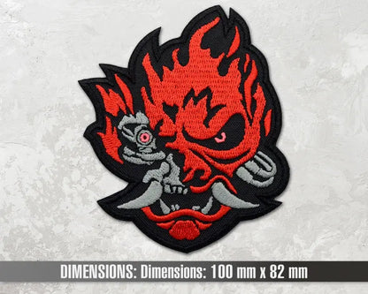 Cyber Demon Samurai Oni Hannya Mask Embroidered  Logo Patch customifeel