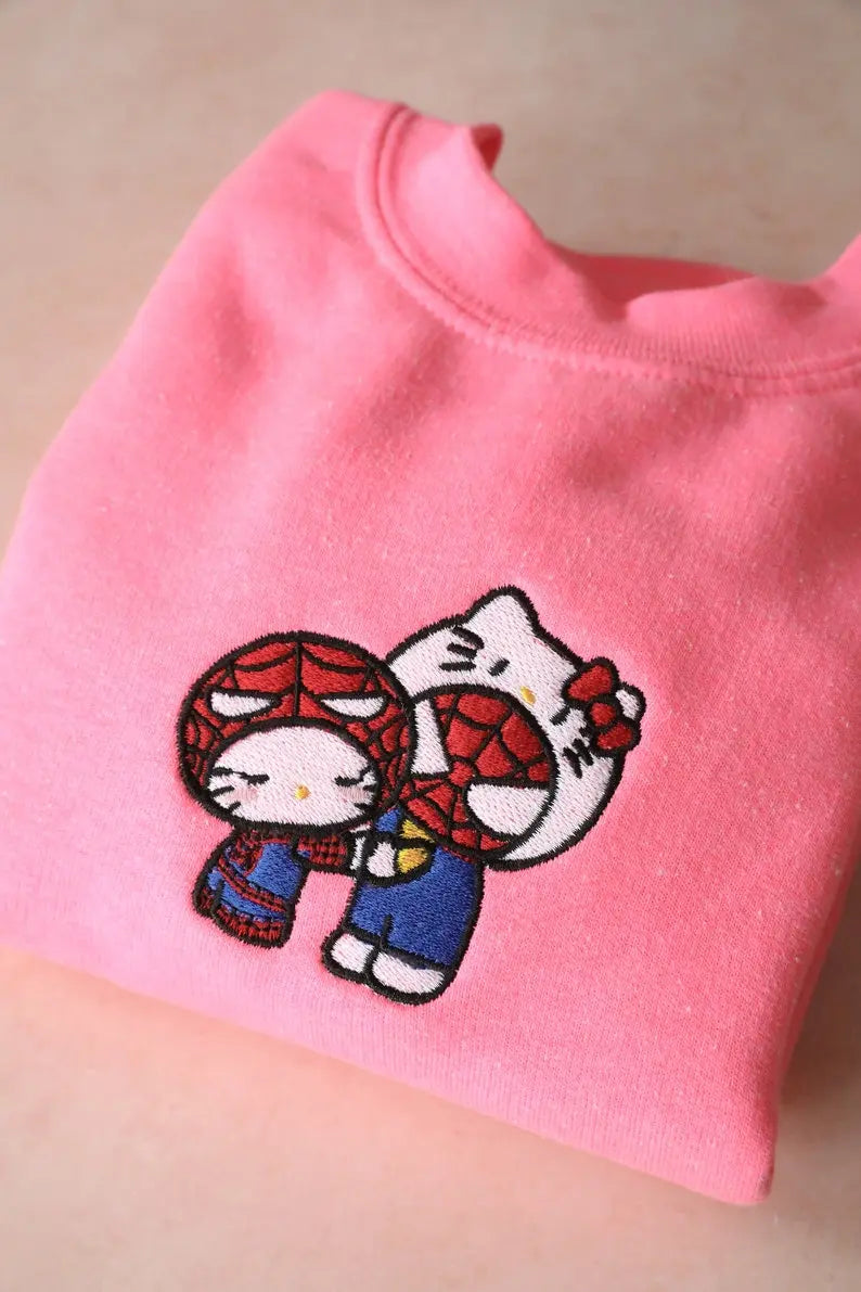 Hello Kitty Inspired Embroidered Sweatshirt customifeel