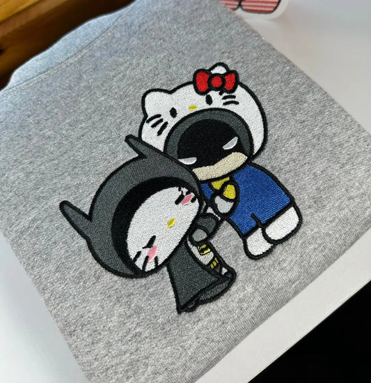 Kitty x Batman Inside Out Embroidered Sweatshirt customifeel