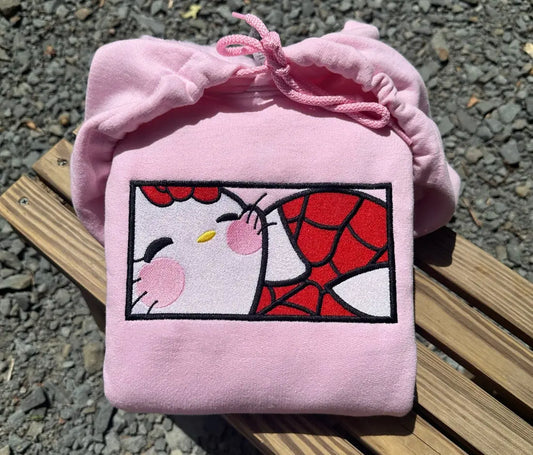 Kitty x Spider Squished Frame Embroidery Sweatshirt customifeel