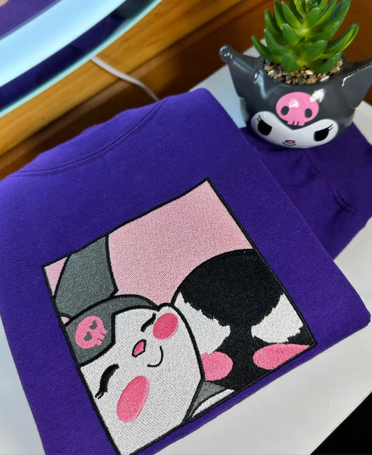 Kuromi x venom Squished Pink Frame Embroidery customifeel