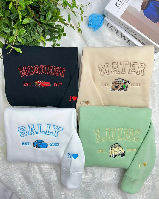 McQueen & Sally & Mater & Luigi×Couple Embroidered sweatshirts customifeel