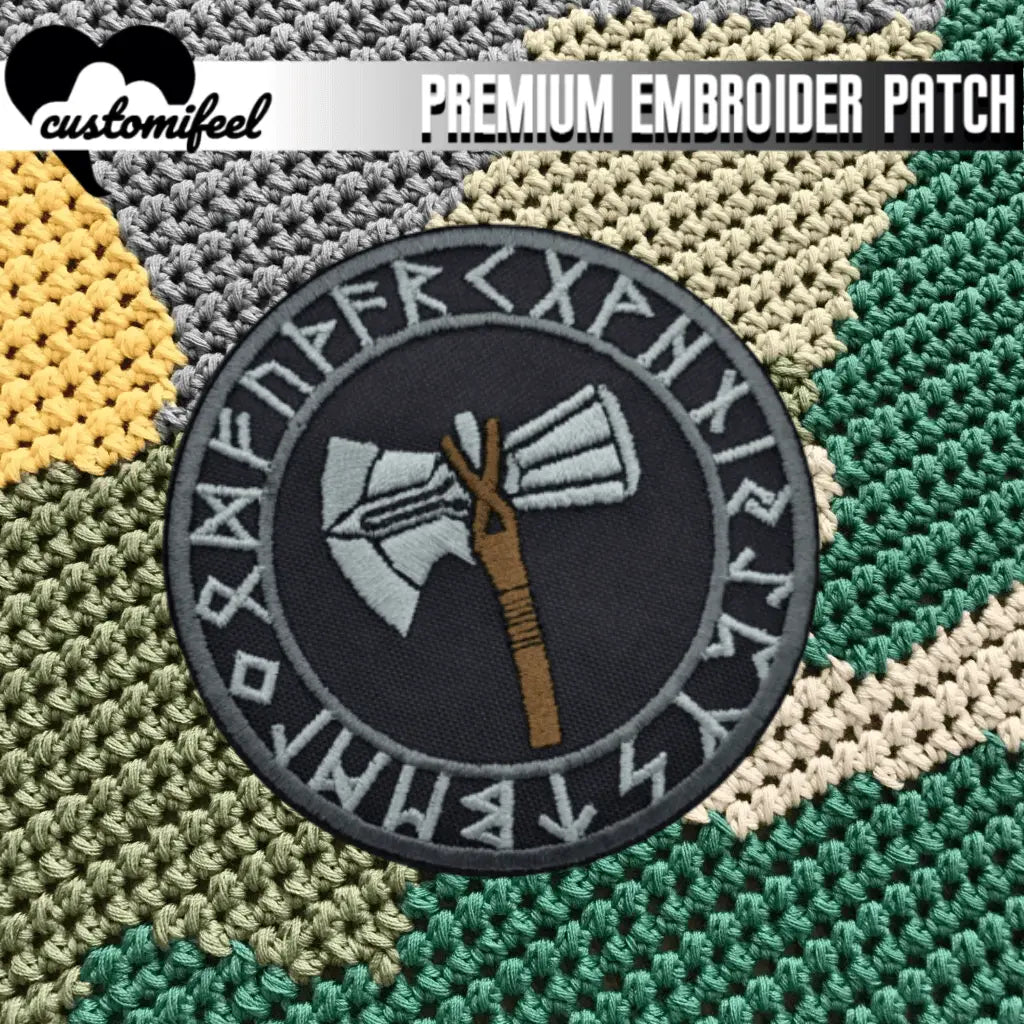Nordic Mighty Thor's Mjolnir and Stormbreaker Runes Embroidered  Logo Patch customifeel