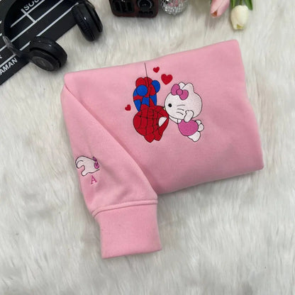 Spiderman and Gwen Kitty Version×Couple Embroidered sweatshirts customifeel