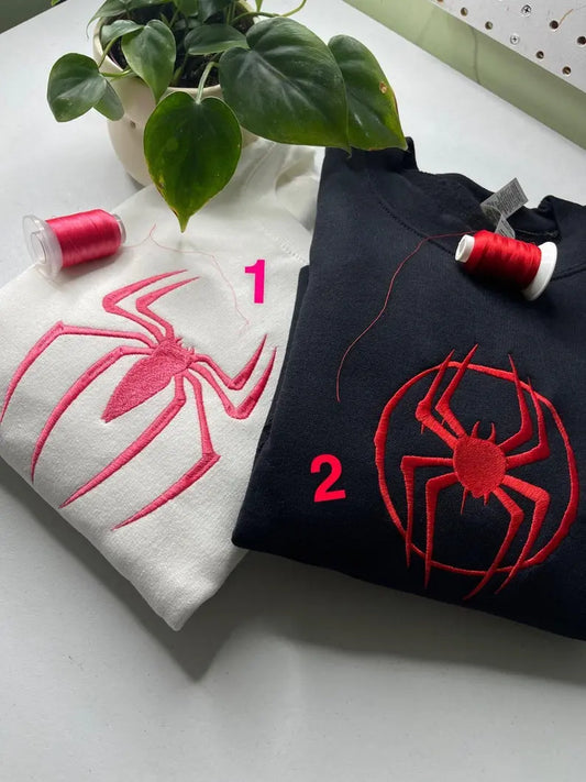 Cute Spider Embroidered matching sweatshirts/hoodie customifeel