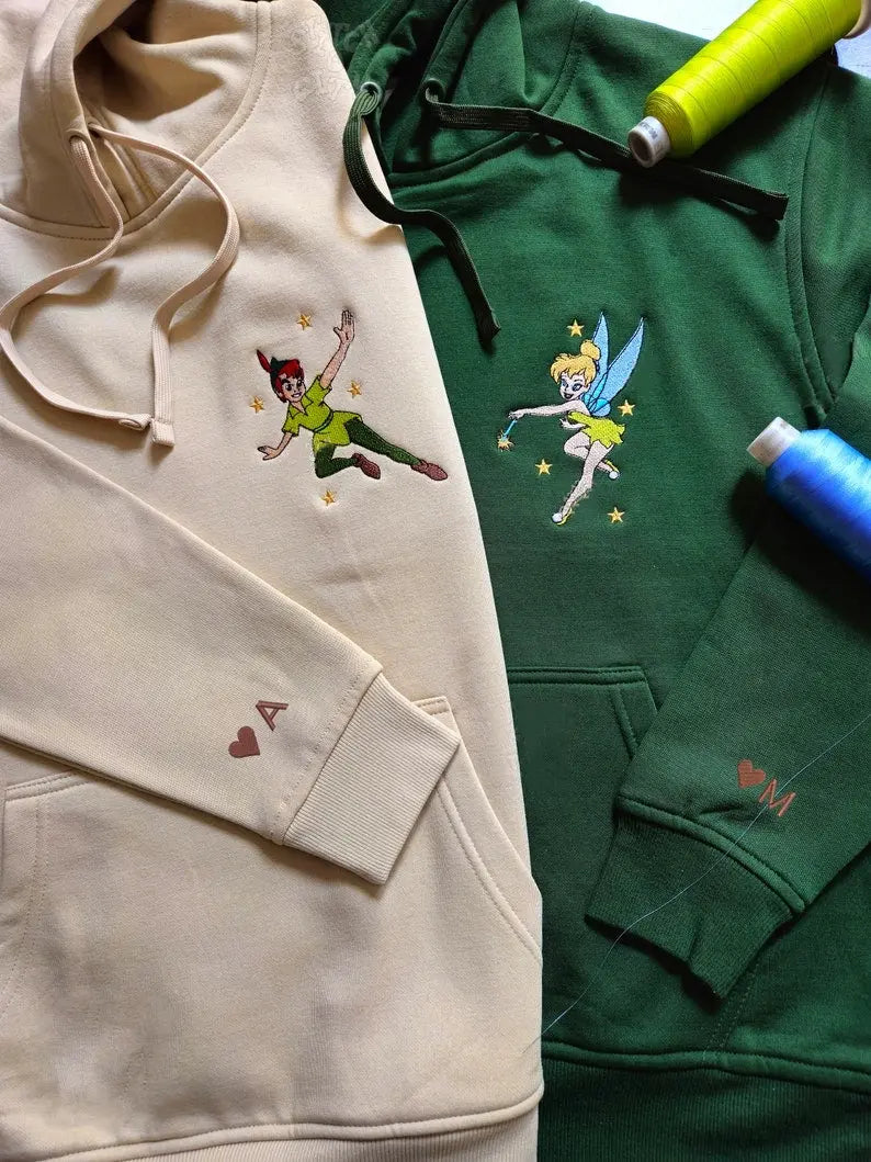 peter pan Couple embroidered Sweatshirt customifeel